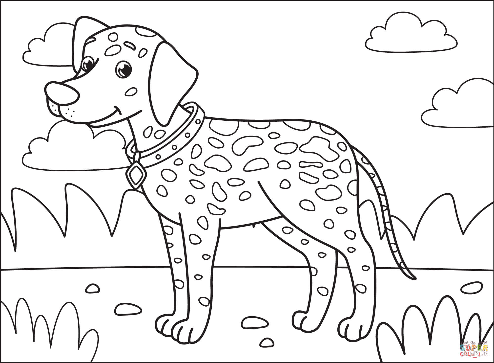 Çocuklar İçin Dalmaçyalı-Köpek Boyama Sayfaları 