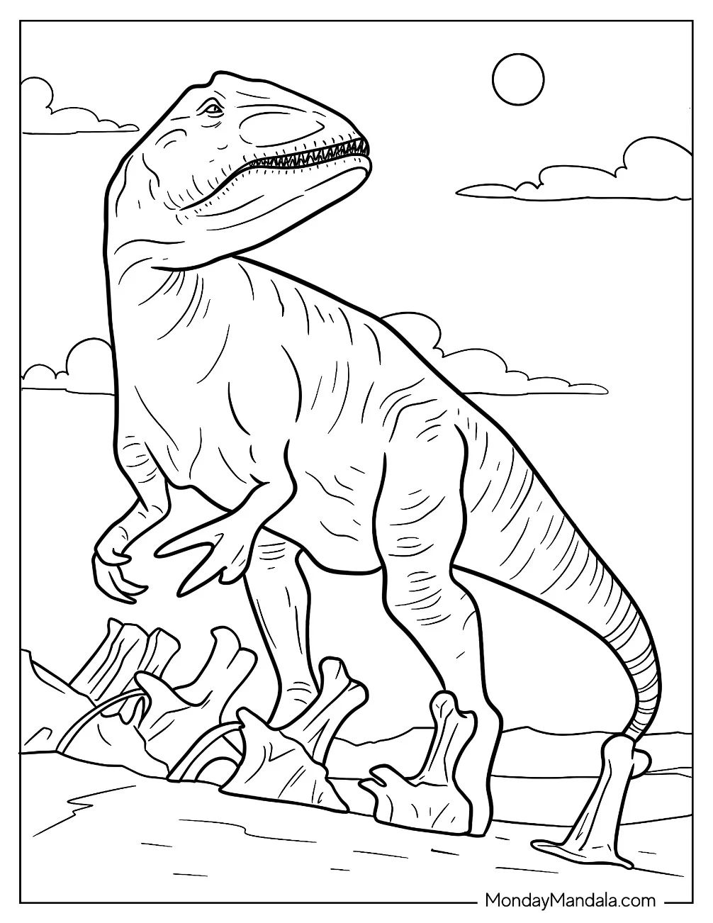 Çocuklar İçin Allosaurus Boyama Sayfaları 