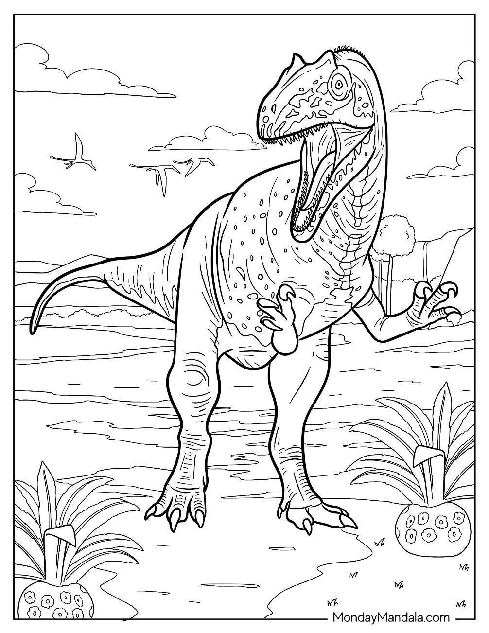 Çocuklar İçin Allosaurus Boyama Sayfaları 