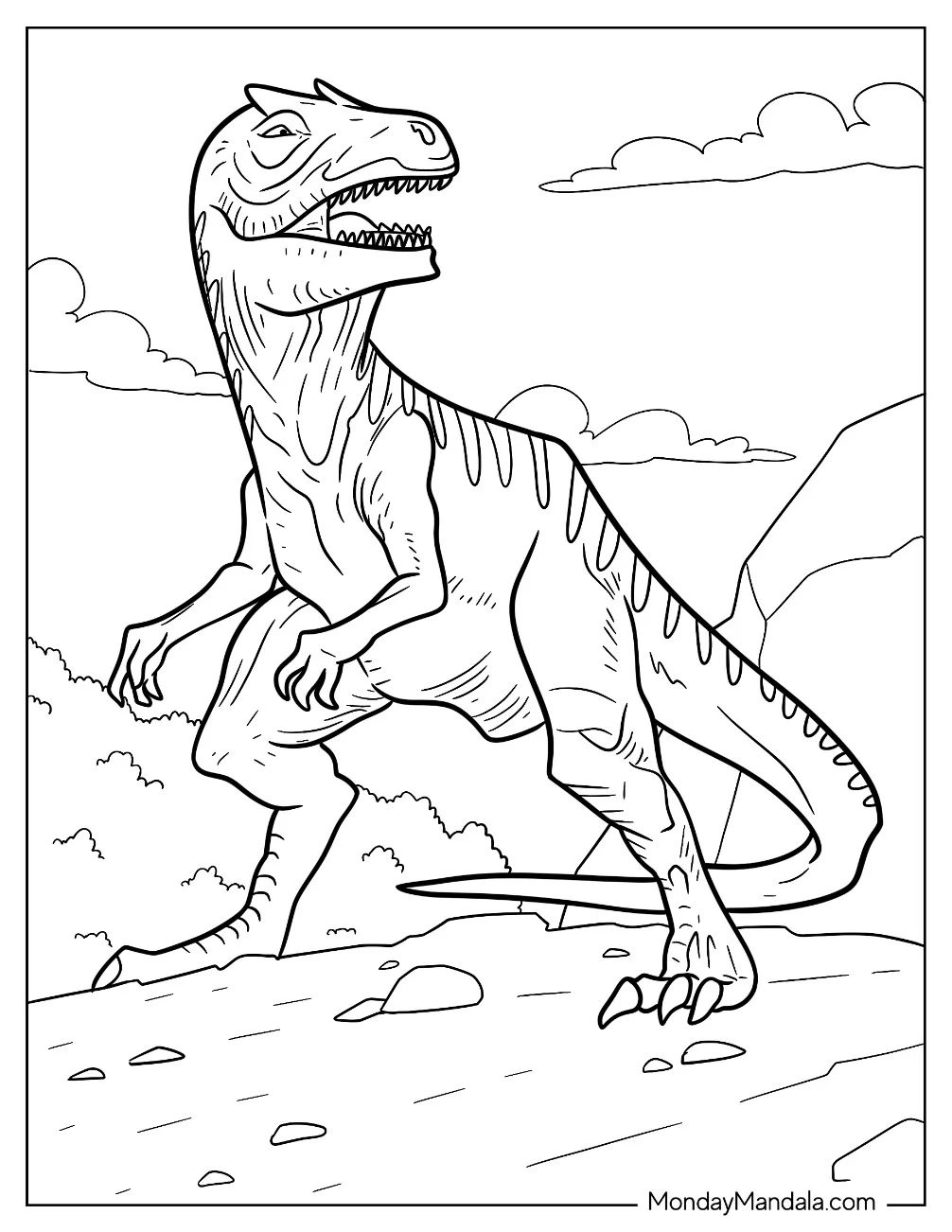 Çocuklar İçin Allosaurus Boyama Sayfaları 