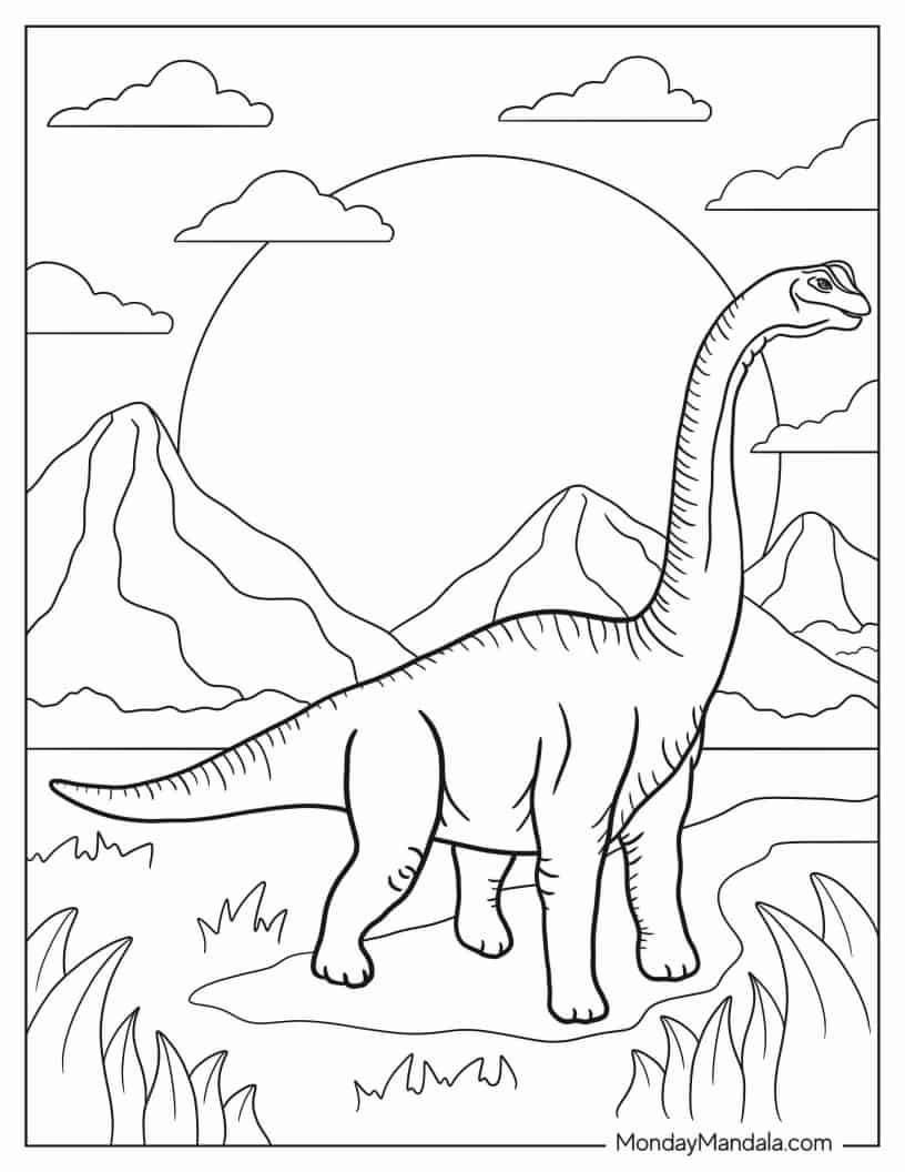Çocuklar İçin Brachiosaurus Boyama Sayfaları 