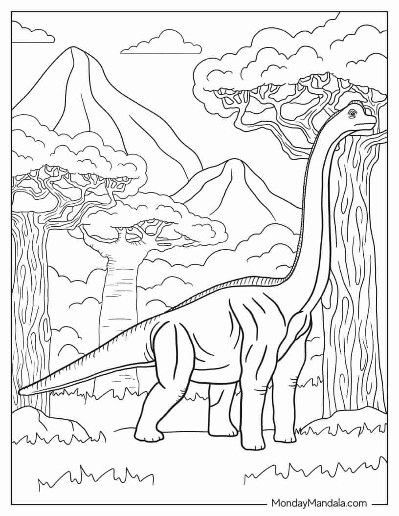 Çocuklar İçin Brachiosaurus Boyama Sayfaları 