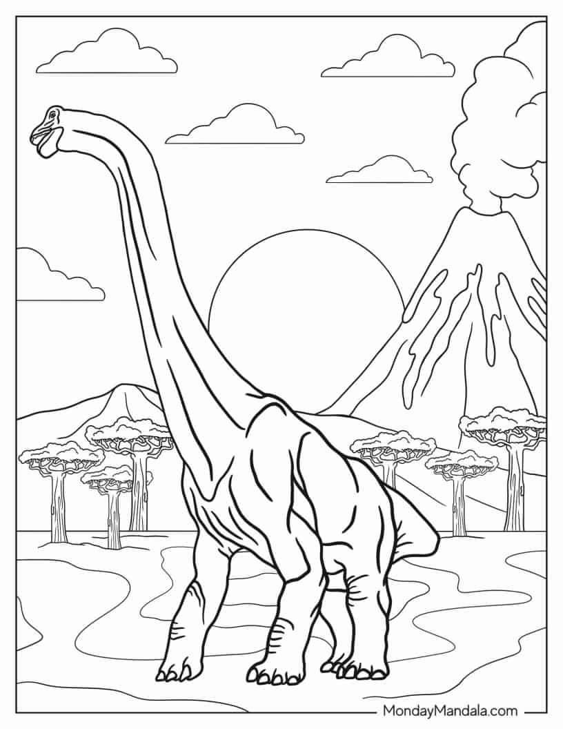 Çocuklar İçin Brachiosaurus Boyama Sayfaları 