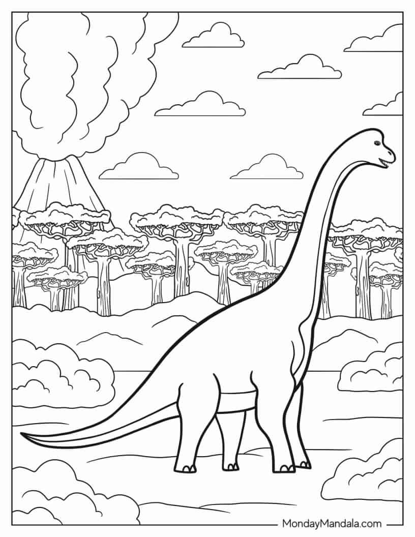 Çocuklar İçin Brachiosaurus Boyama Sayfaları 