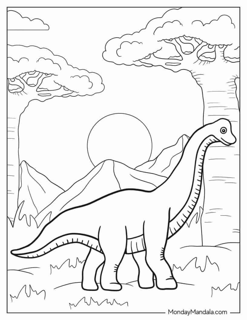 Çocuklar İçin Brachiosaurus Boyama Sayfaları 