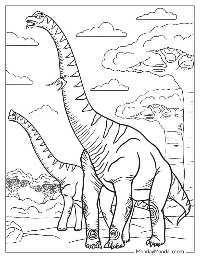Çocuklar İçin Brachiosaurus Boyama Sayfaları 