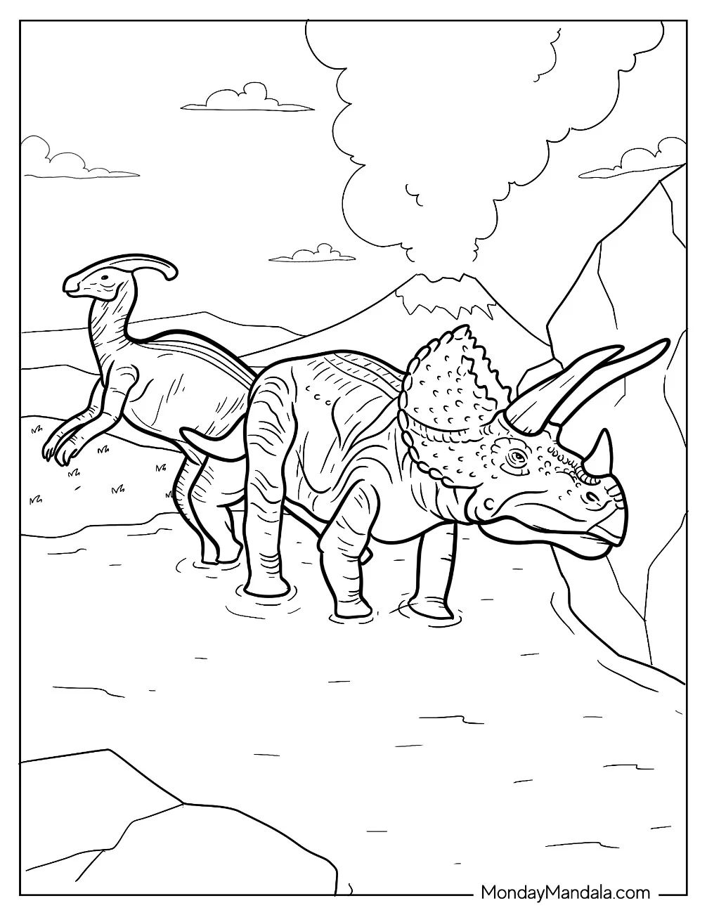 Çocuklar İçin Parasaurolophus Boyama Sayfaları 
