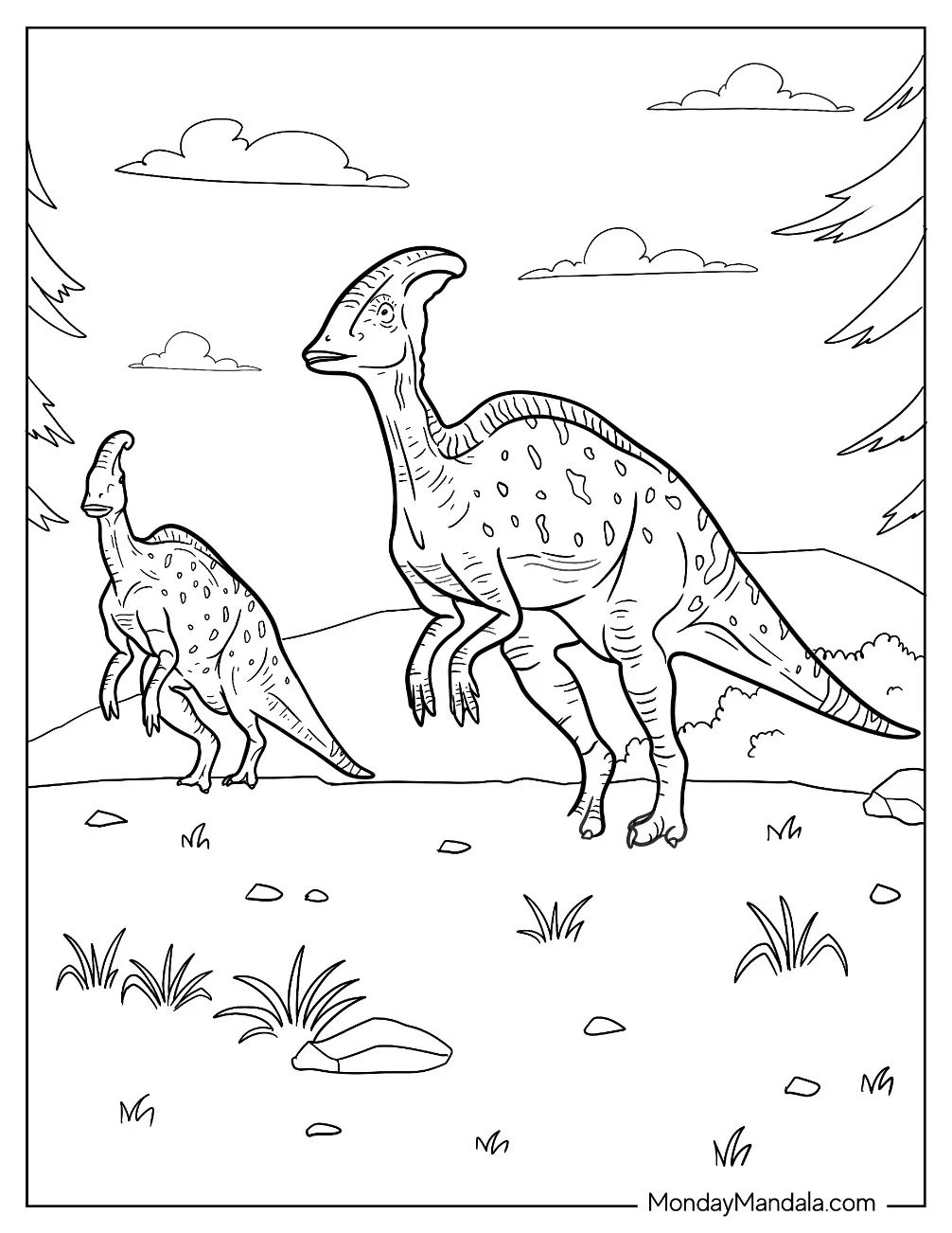 Çocuklar İçin Parasaurolophus Boyama Sayfaları 