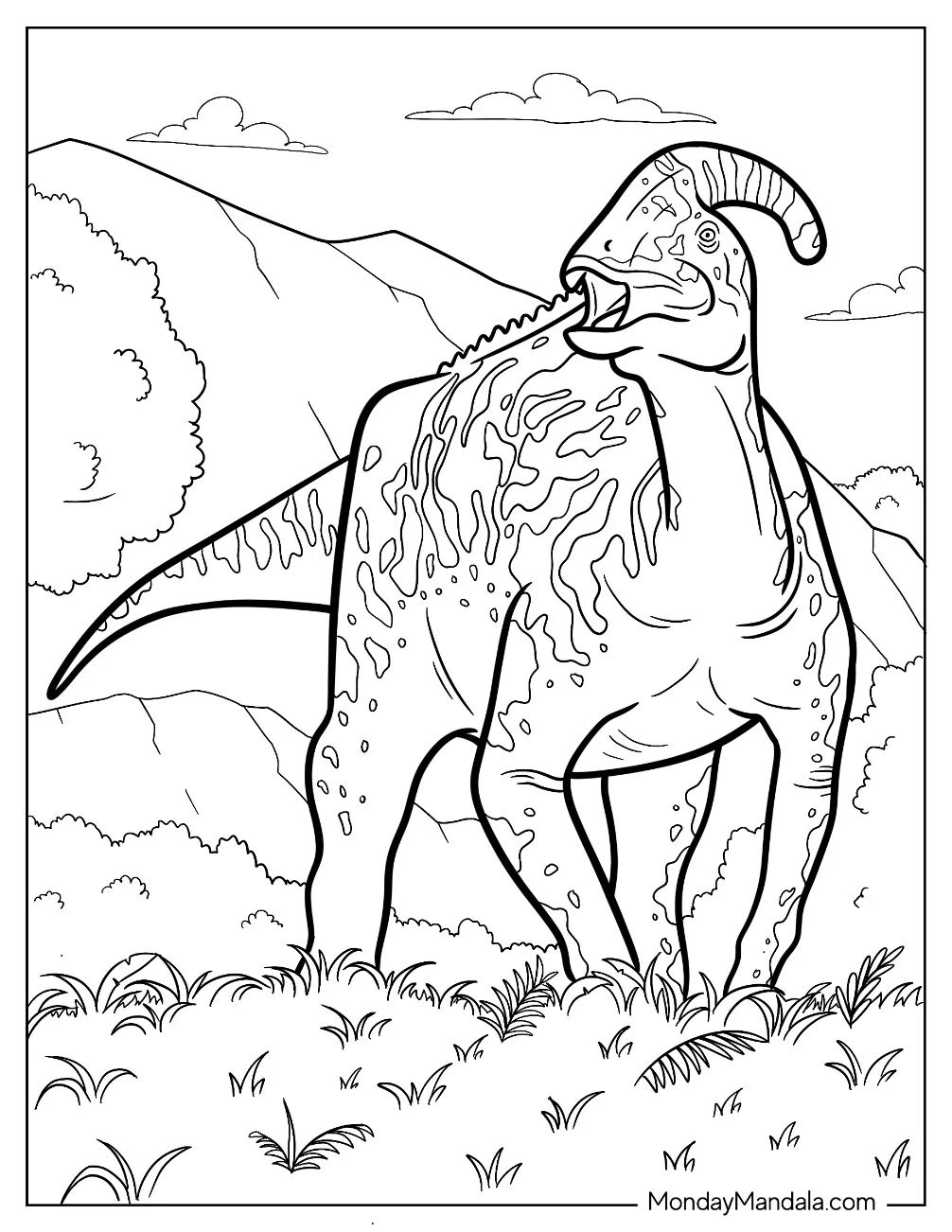Çocuklar İçin Parasaurolophus Boyama Sayfaları 