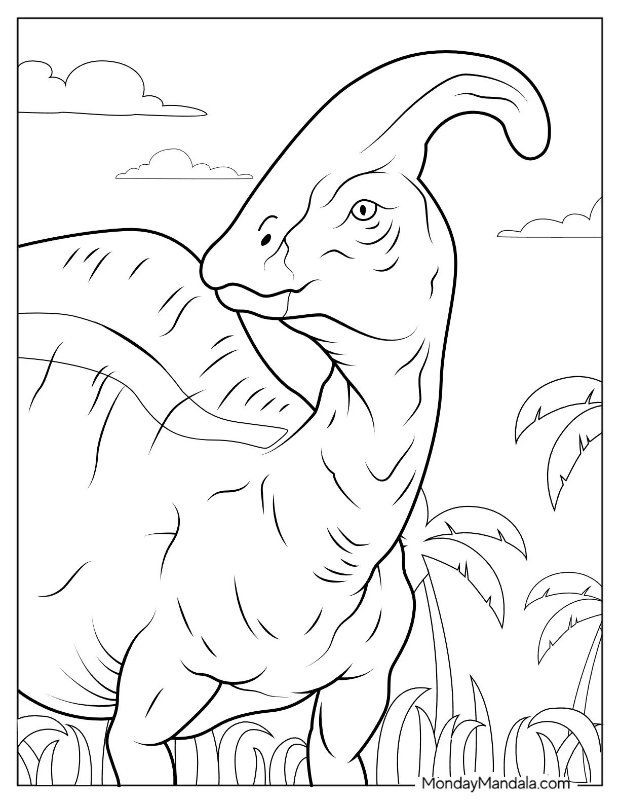 Çocuklar İçin Parasaurolophus Boyama Sayfaları 
