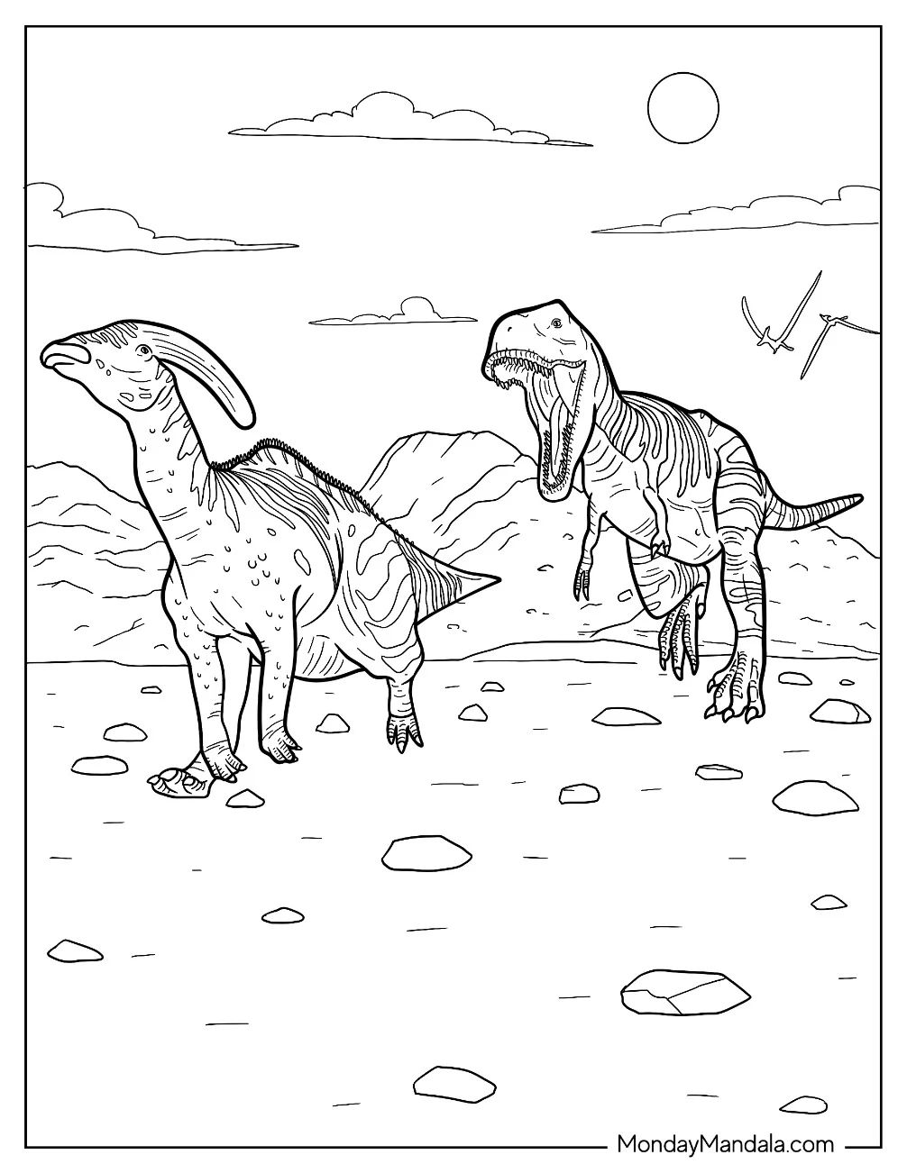 Çocuklar İçin Parasaurolophus Boyama Sayfaları 