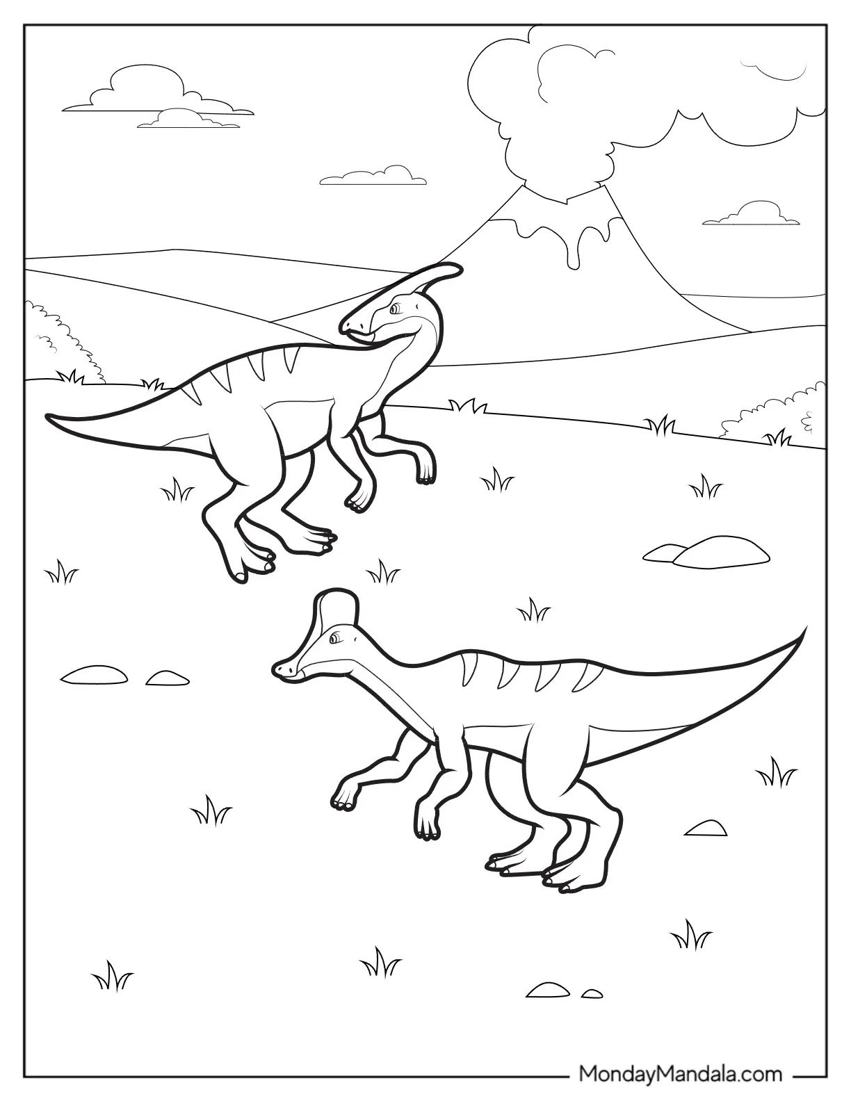 Çocuklar İçin Parasaurolophus Boyama Sayfaları 