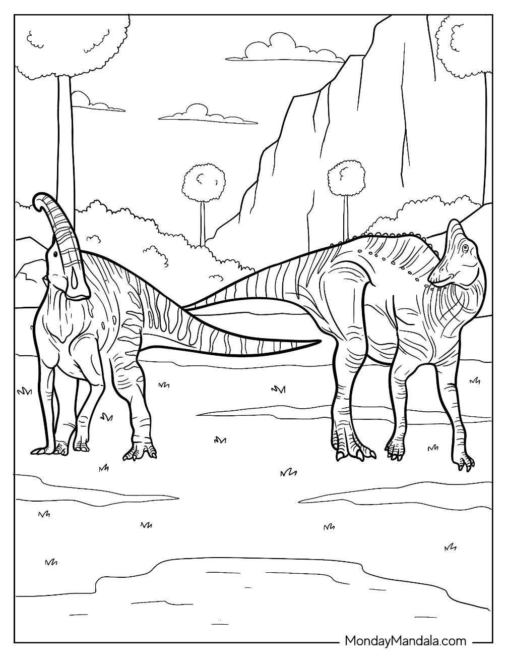 Çocuklar İçin Parasaurolophus Boyama Sayfaları 