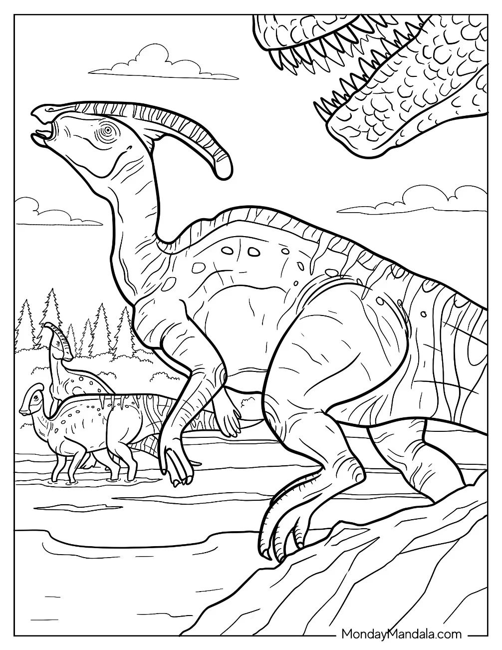 Çocuklar İçin Parasaurolophus Boyama Sayfaları 