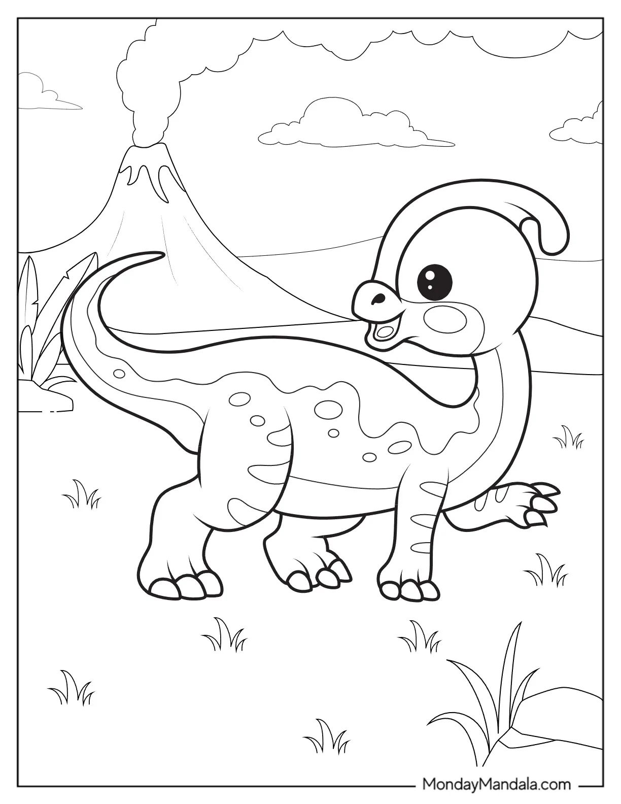 Çocuklar İçin Parasaurolophus Boyama Sayfaları 