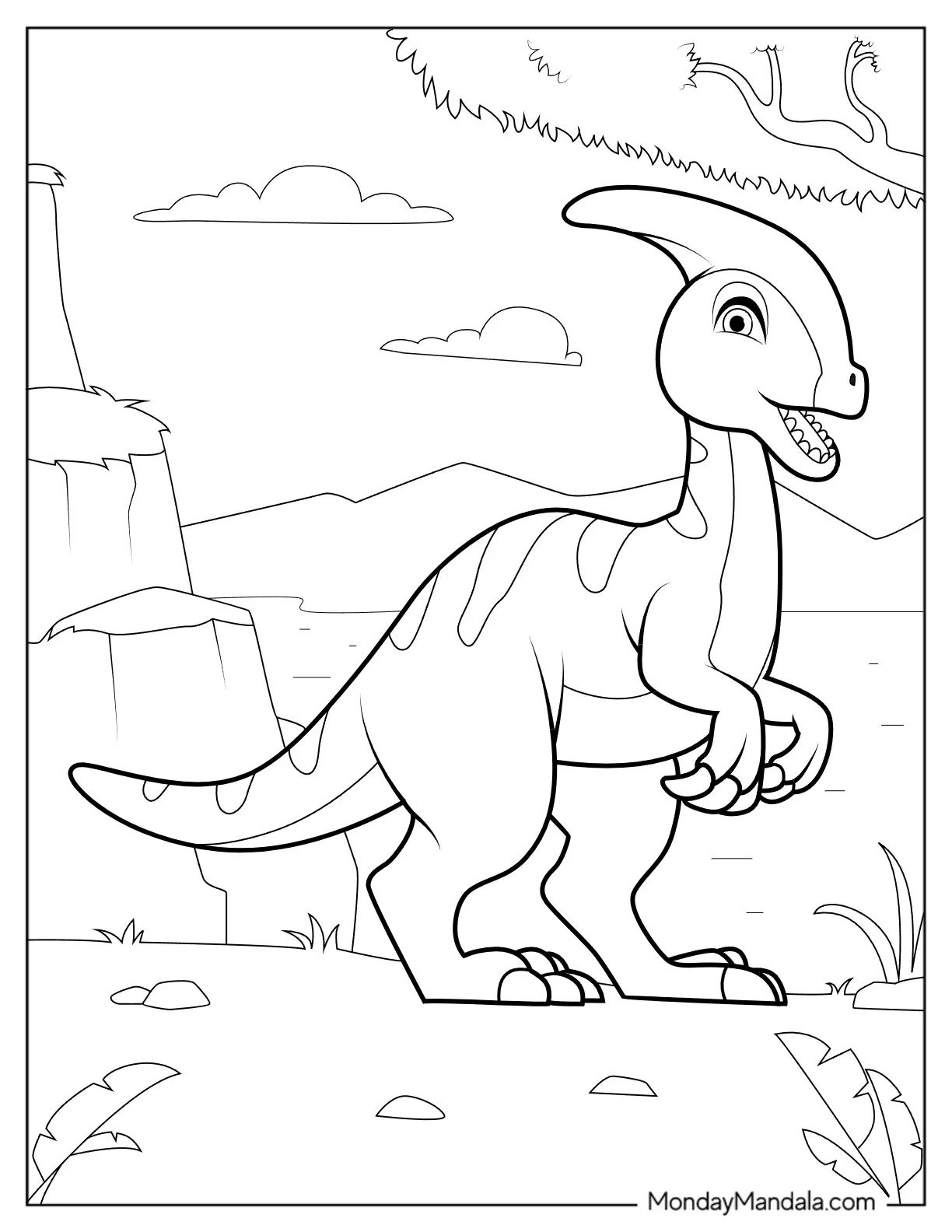 Çocuklar İçin Parasaurolophus Boyama Sayfaları 