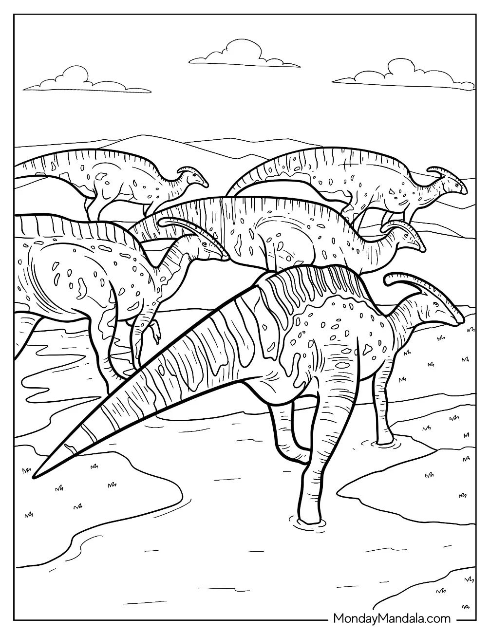 Çocuklar İçin Parasaurolophus Boyama Sayfaları 