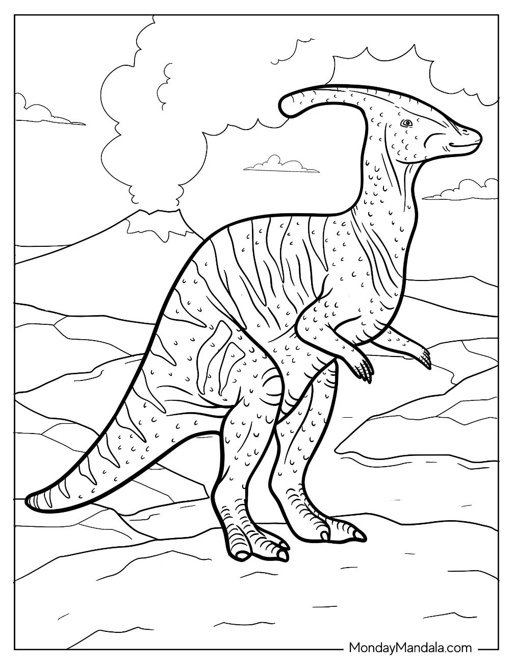 Çocuklar İçin Parasaurolophus Boyama Sayfaları 