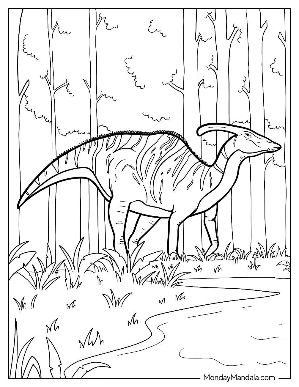 Çocuklar İçin Parasaurolophus Boyama Sayfaları 
