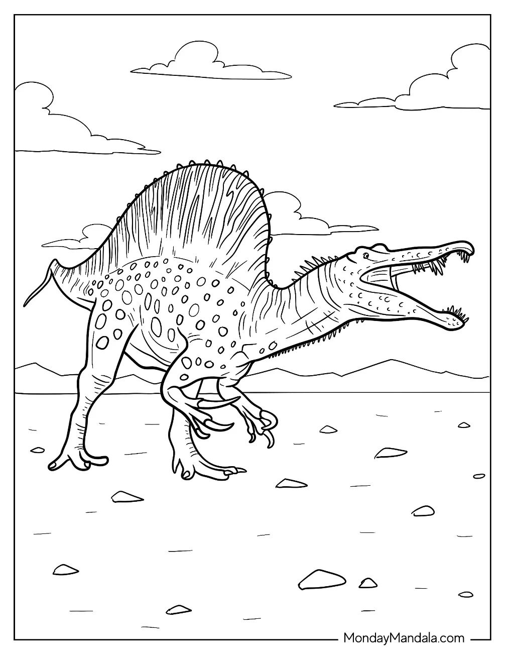Çocuklar İçin Spinosaurus Boyama Sayfaları 