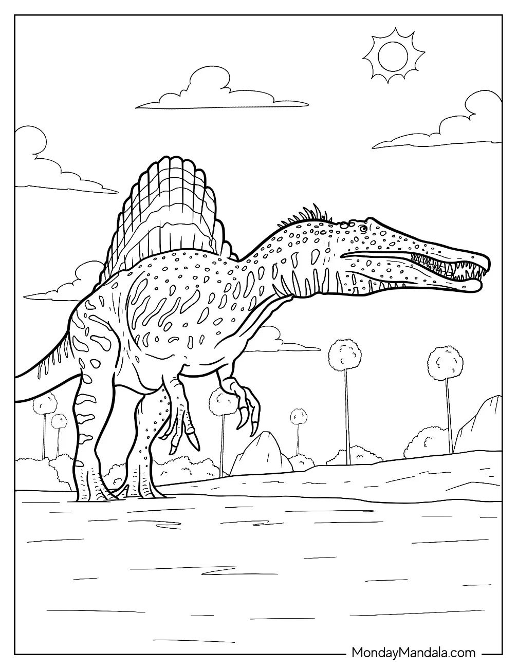 Çocuklar İçin Spinosaurus Boyama Sayfaları 