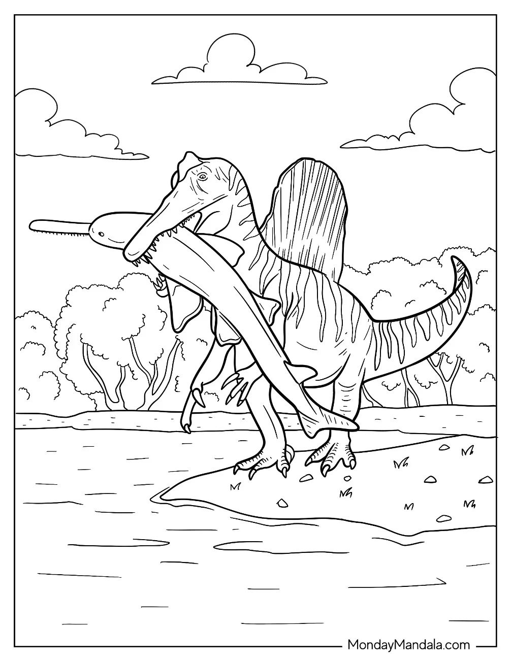 Çocuklar İçin Spinosaurus Boyama Sayfaları 