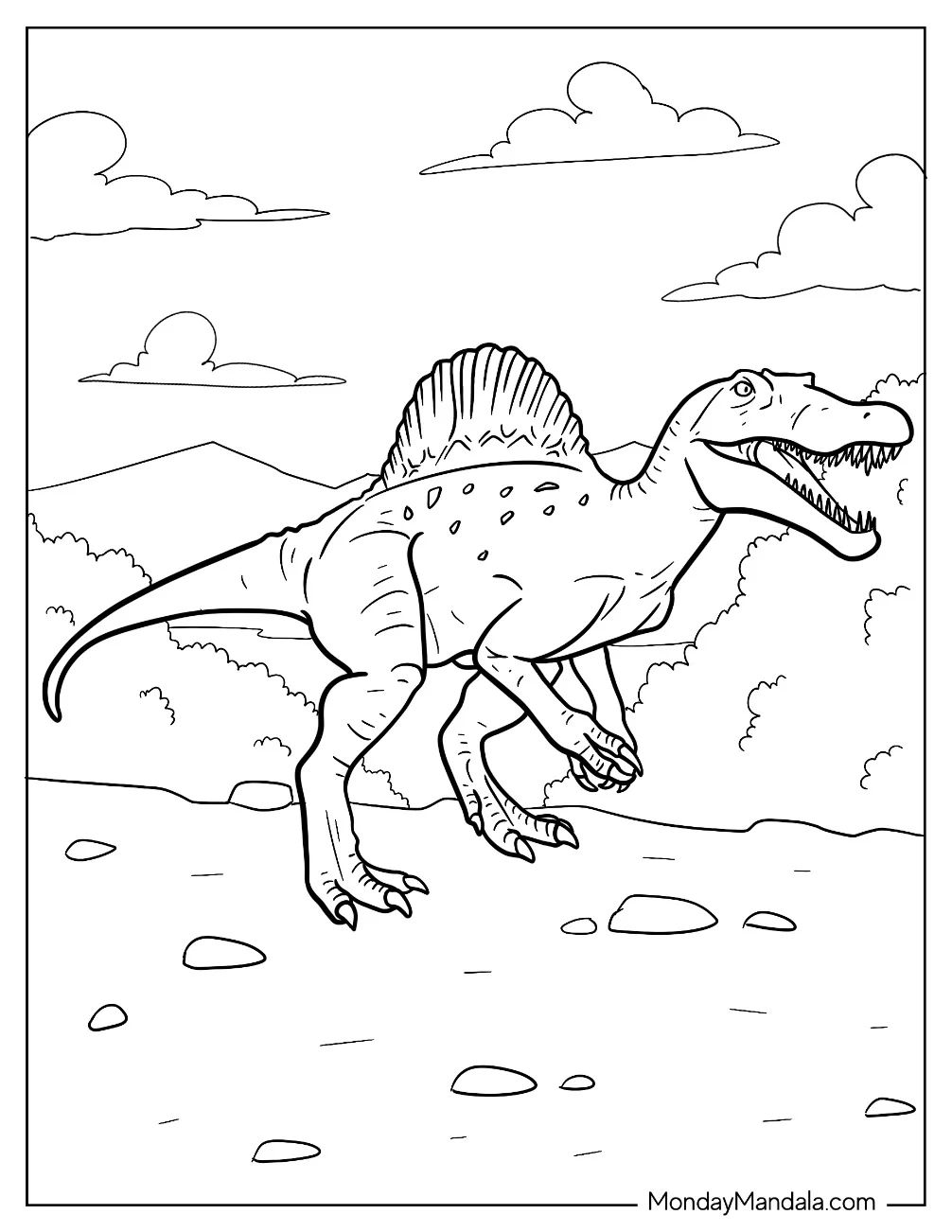 Çocuklar İçin Spinosaurus Boyama Sayfaları 