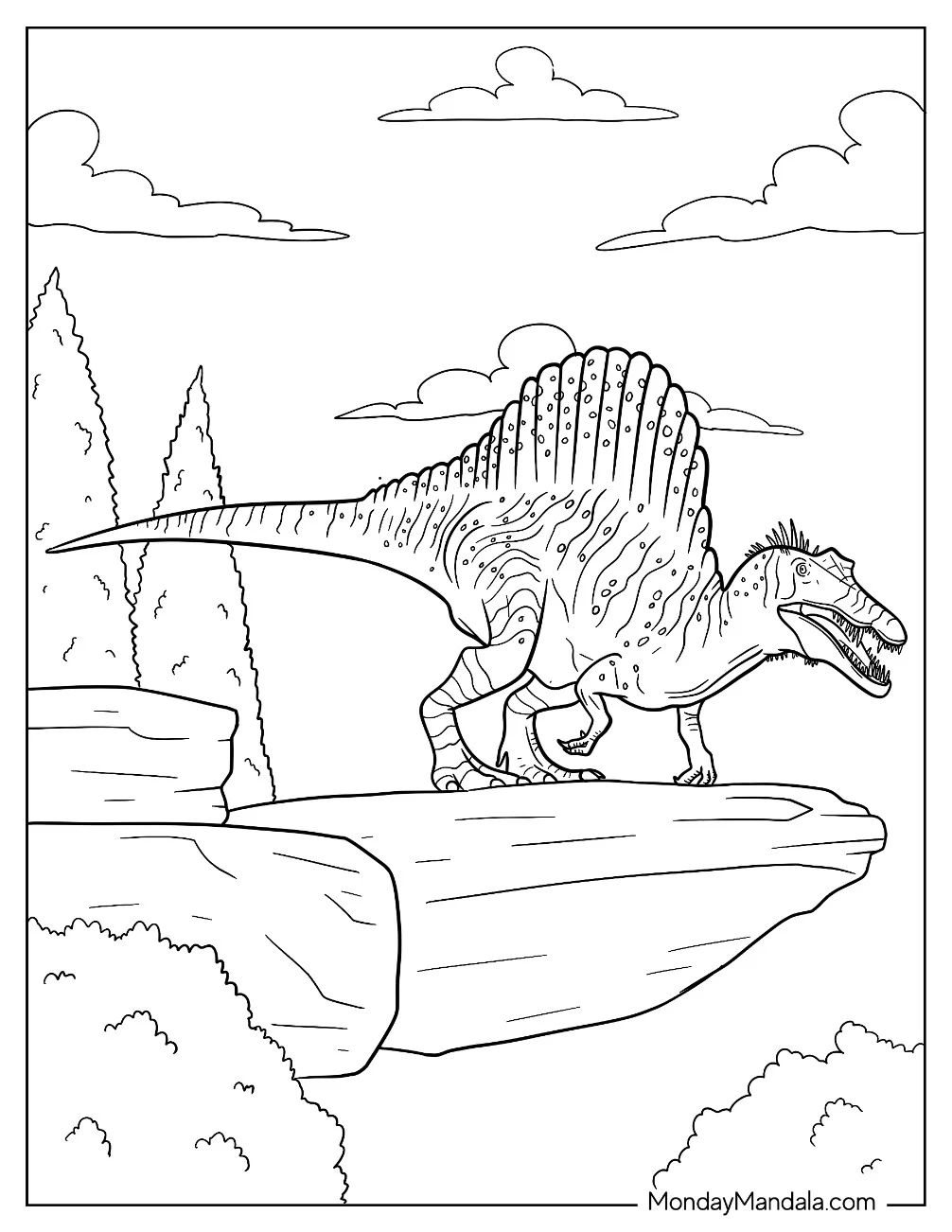 Çocuklar İçin Spinosaurus Boyama Sayfaları 