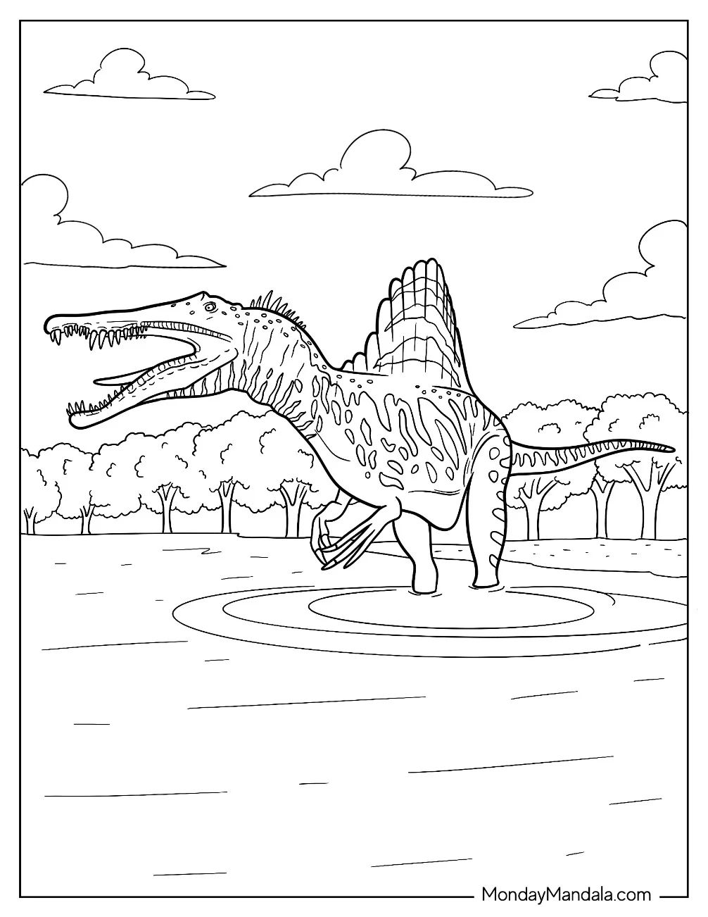 Çocuklar İçin Spinosaurus Boyama Sayfaları 