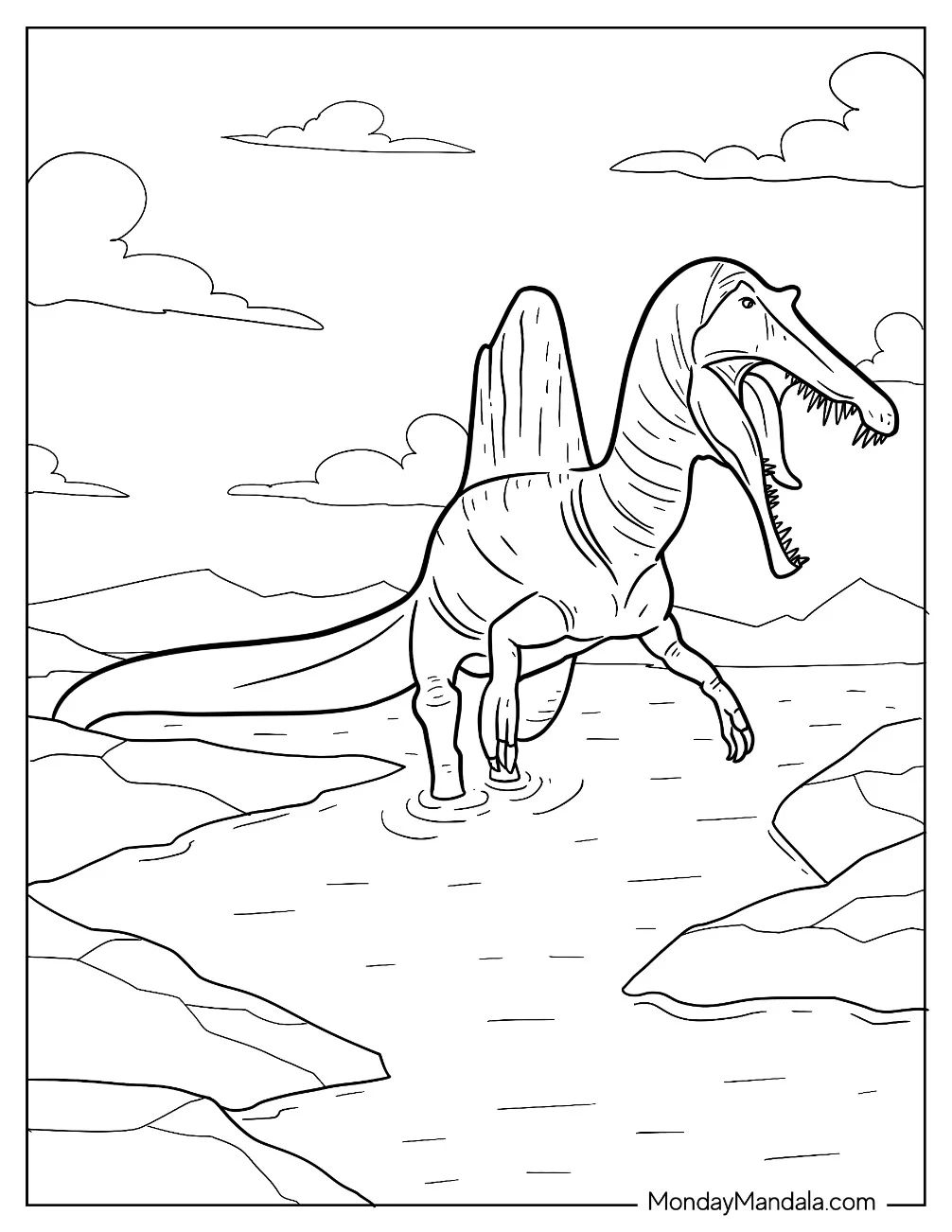 Çocuklar İçin Spinosaurus Boyama Sayfaları 