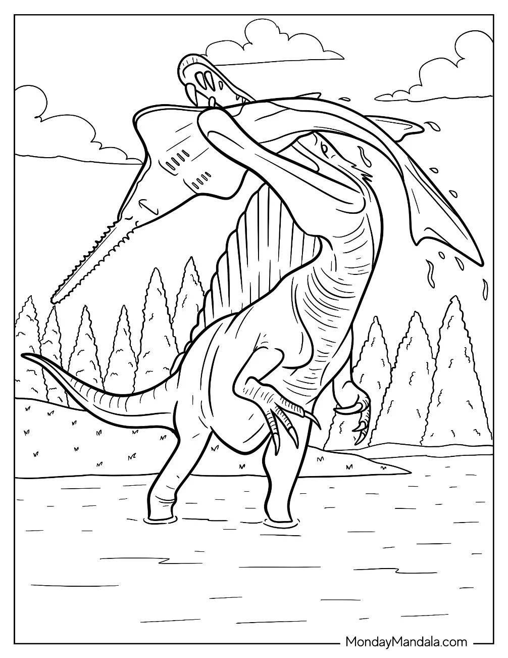 Çocuklar İçin Spinosaurus Boyama Sayfaları 