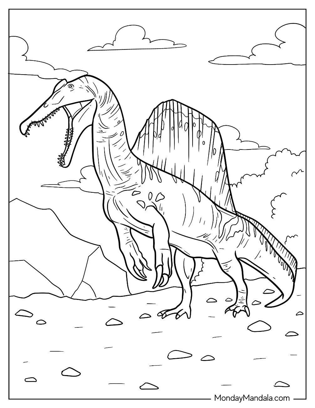 Çocuklar İçin Spinosaurus Boyama Sayfaları 