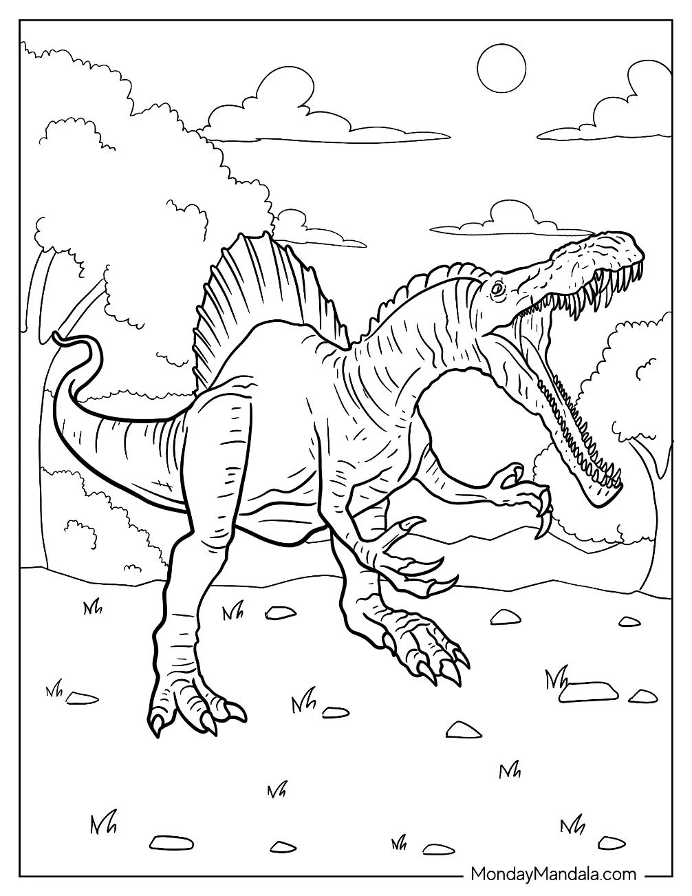 Çocuklar İçin Spinosaurus Boyama Sayfaları 