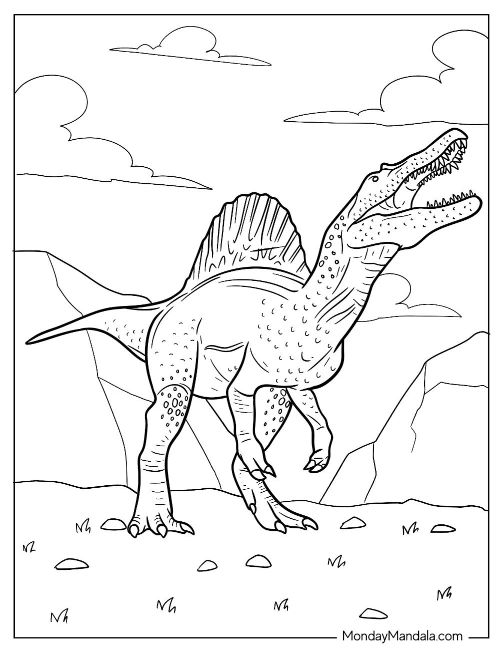 Çocuklar İçin Spinosaurus Boyama Sayfaları 