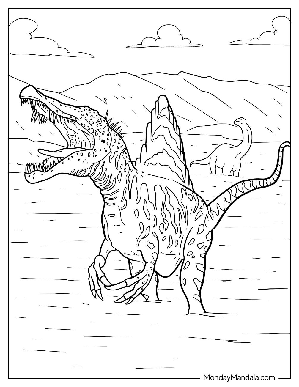 Çocuklar İçin Spinosaurus Boyama Sayfaları 