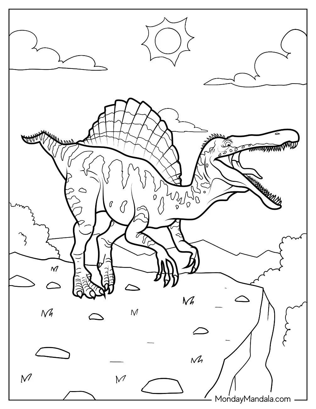 Çocuklar İçin Spinosaurus Boyama Sayfaları 