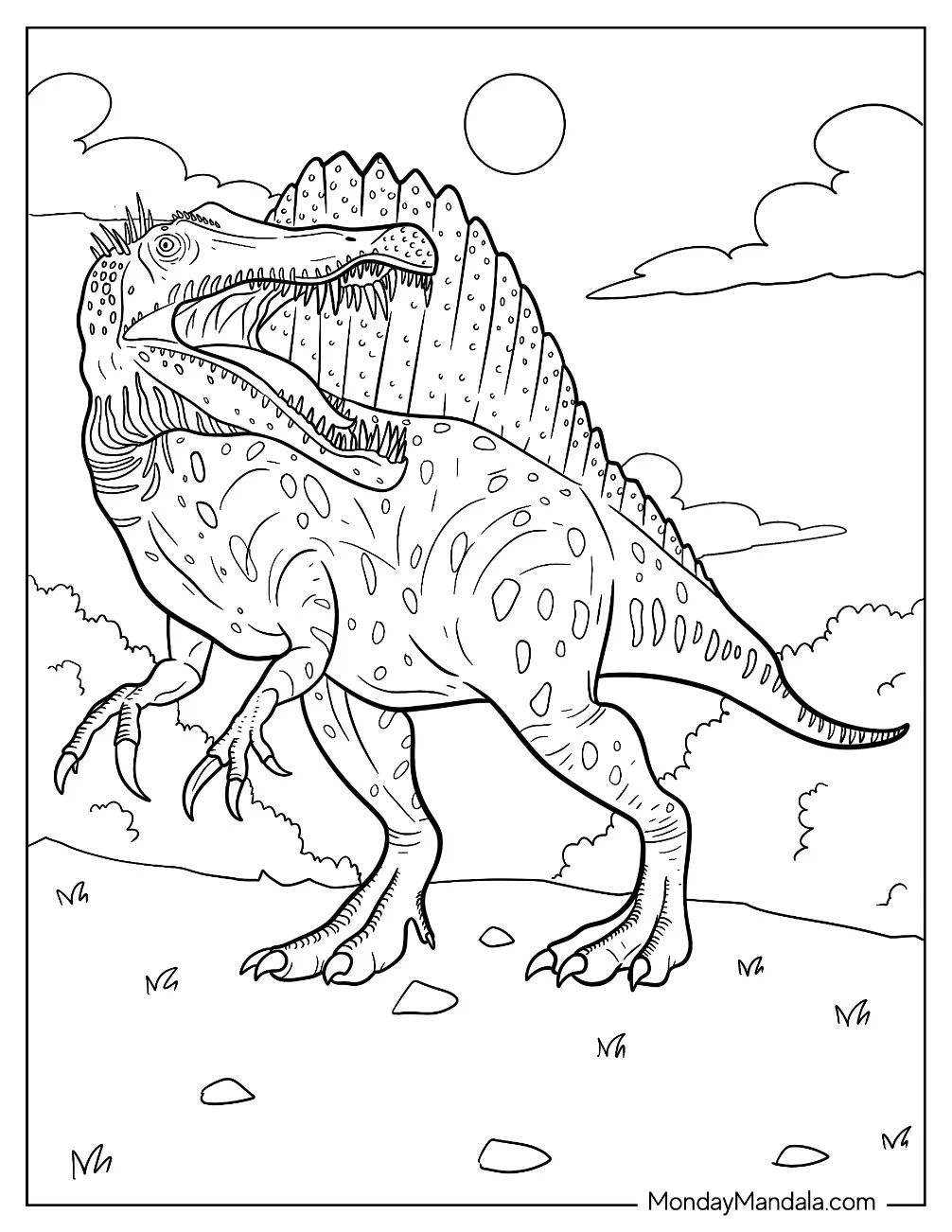 Çocuklar İçin Spinosaurus Boyama Sayfaları 