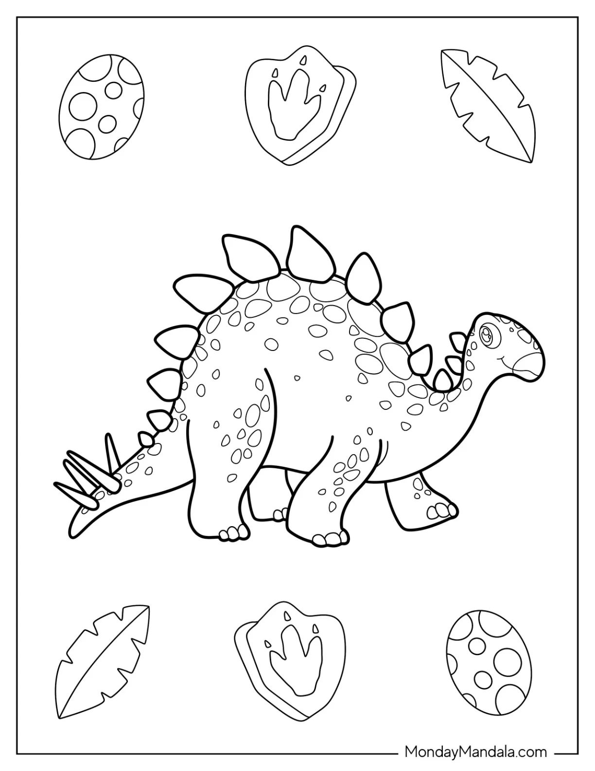 Çocuklar İçin Stegosaurus Boyama Sayfaları 