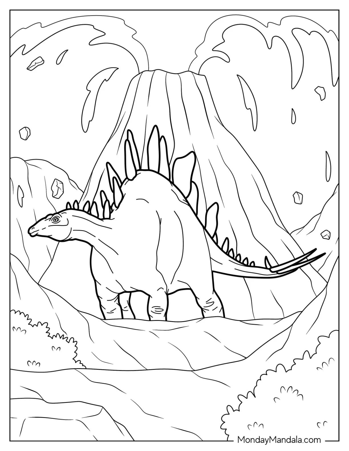 Çocuklar İçin Stegosaurus Boyama Sayfaları 