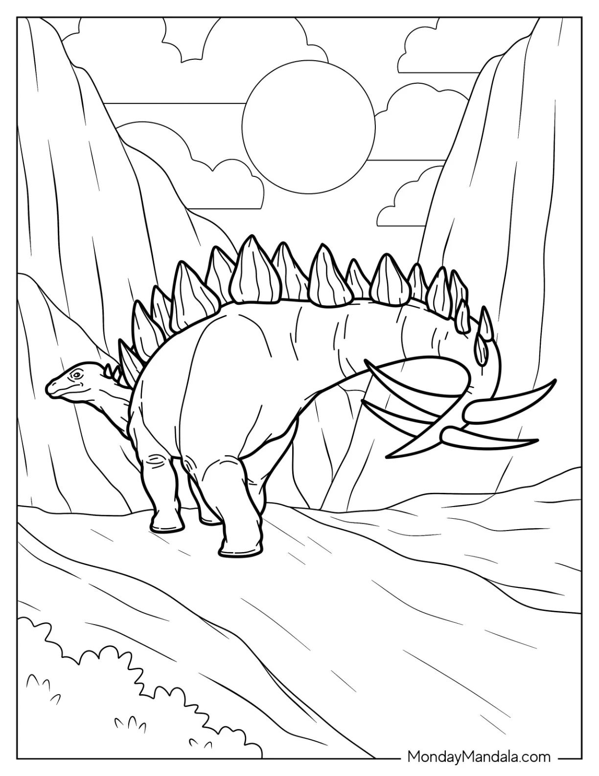 Çocuklar İçin Stegosaurus Boyama Sayfaları 