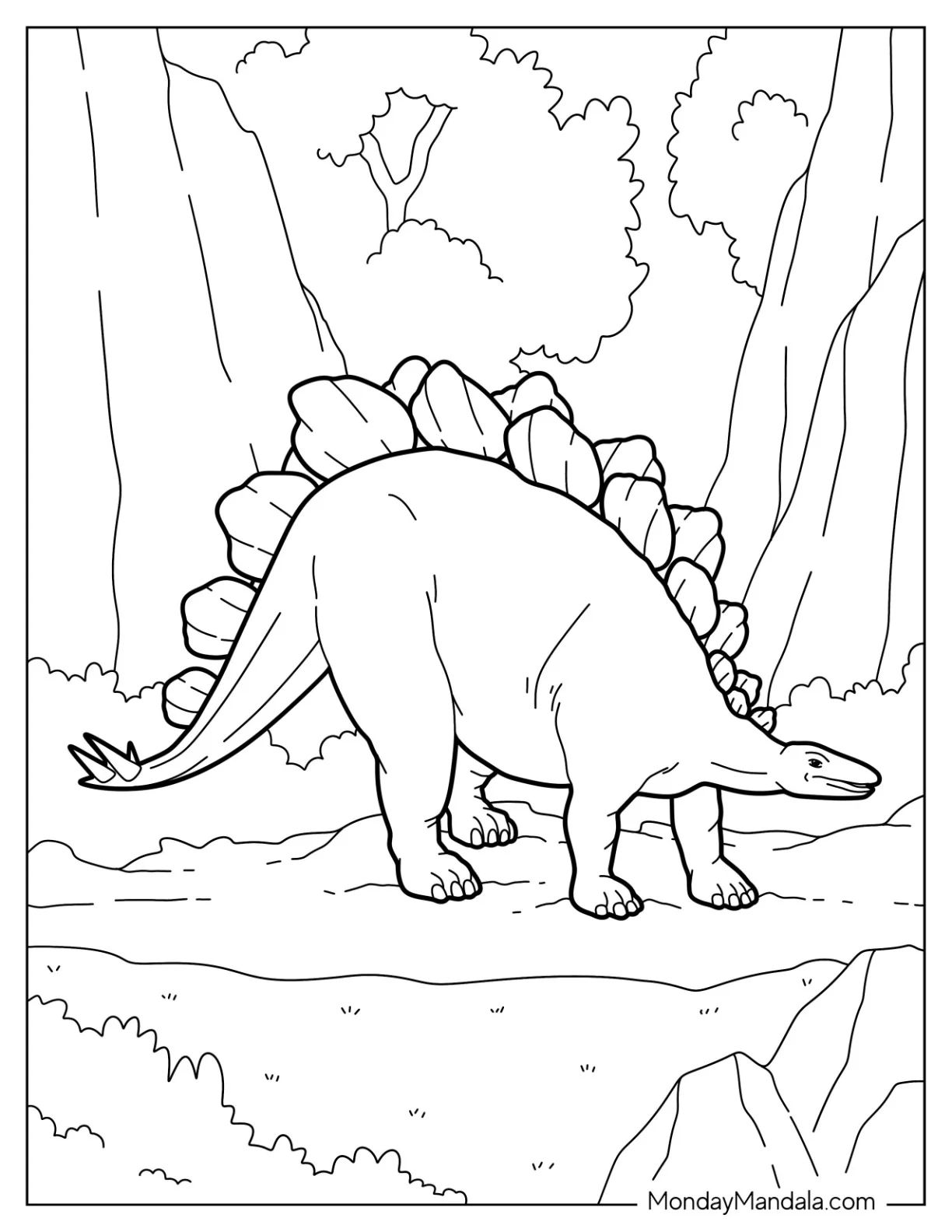 Çocuklar İçin Stegosaurus Boyama Sayfaları 