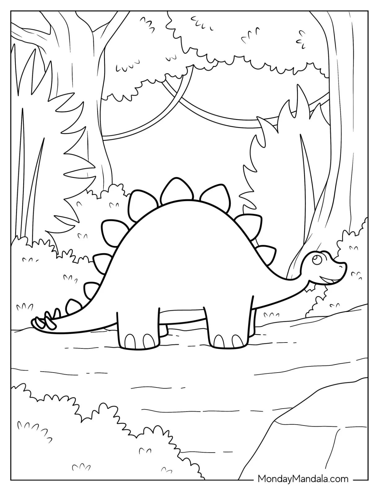 Çocuklar İçin Stegosaurus Boyama Sayfaları 