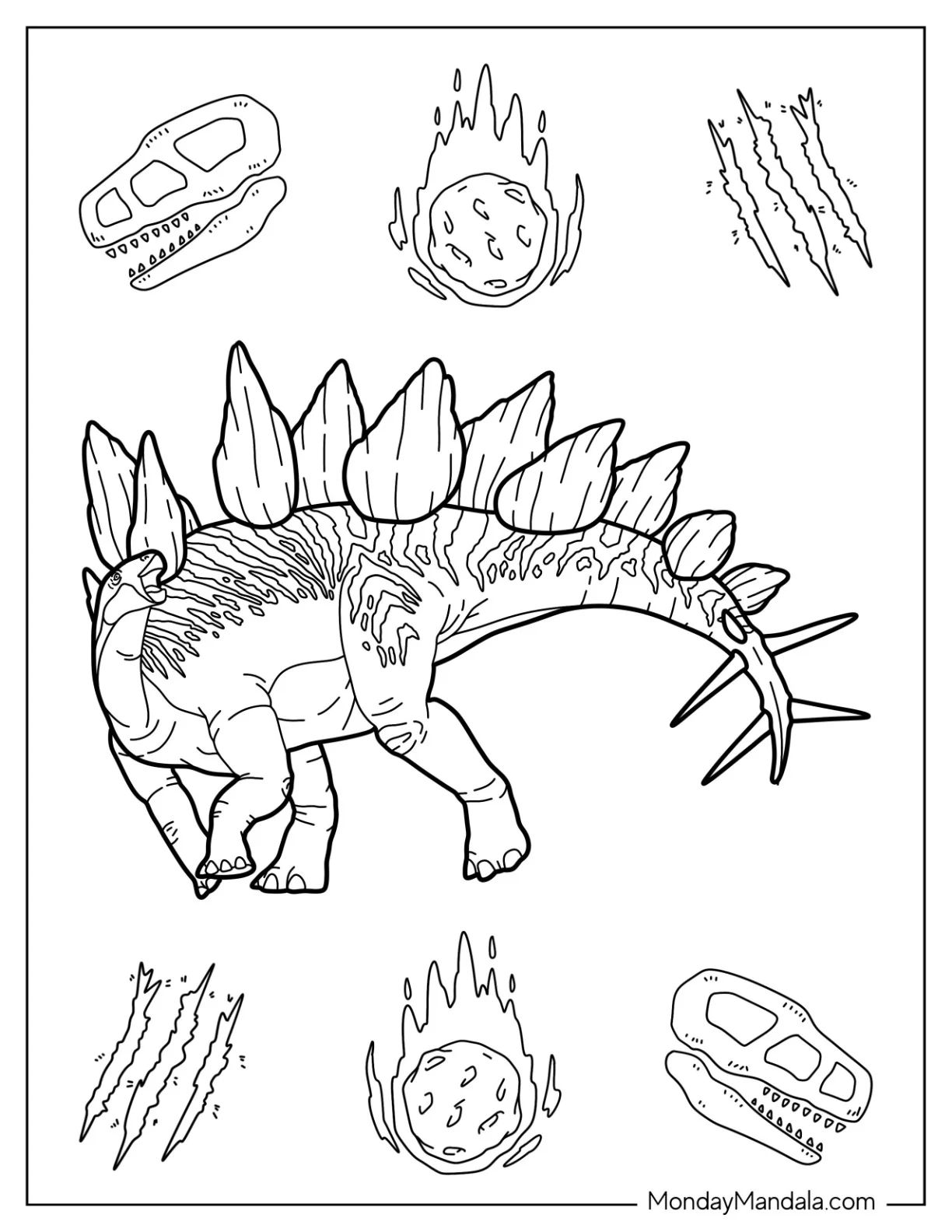Çocuklar İçin Stegosaurus Boyama Sayfaları 