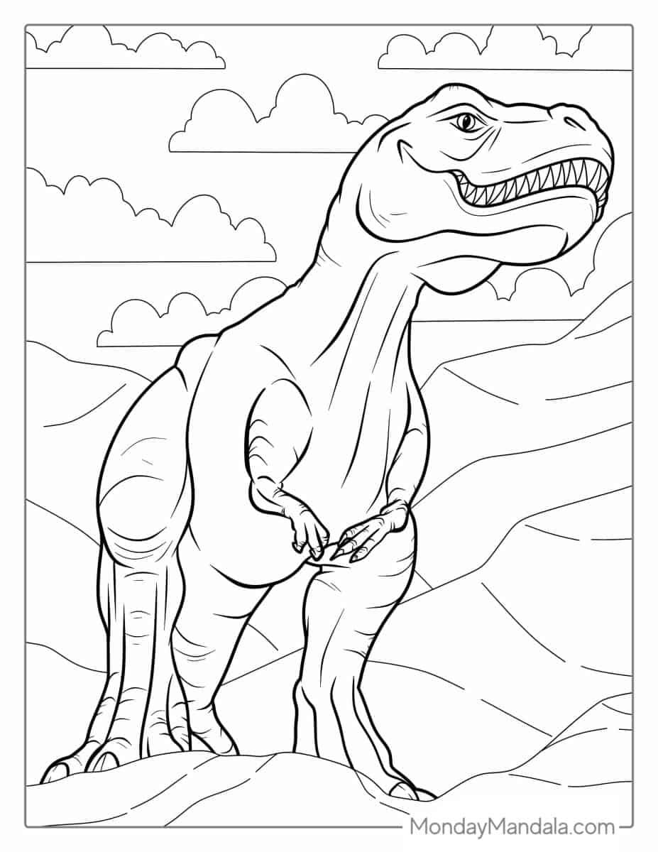 Çocuklar İçin T-rex Boyama Sayfaları 
