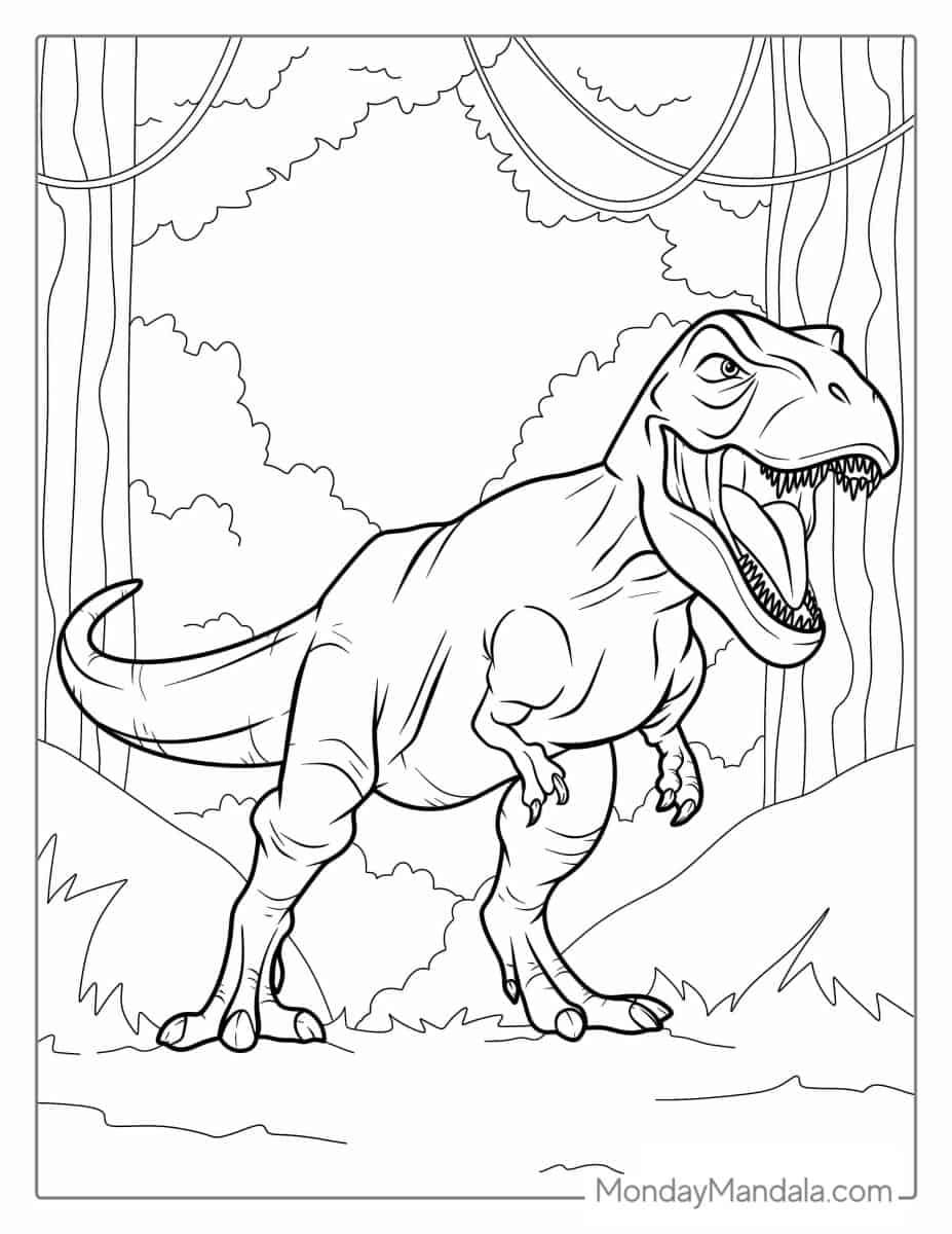 Çocuklar İçin T-rex Boyama Sayfaları 