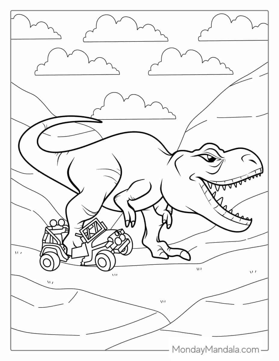 Çocuklar İçin T-rex Boyama Sayfaları 