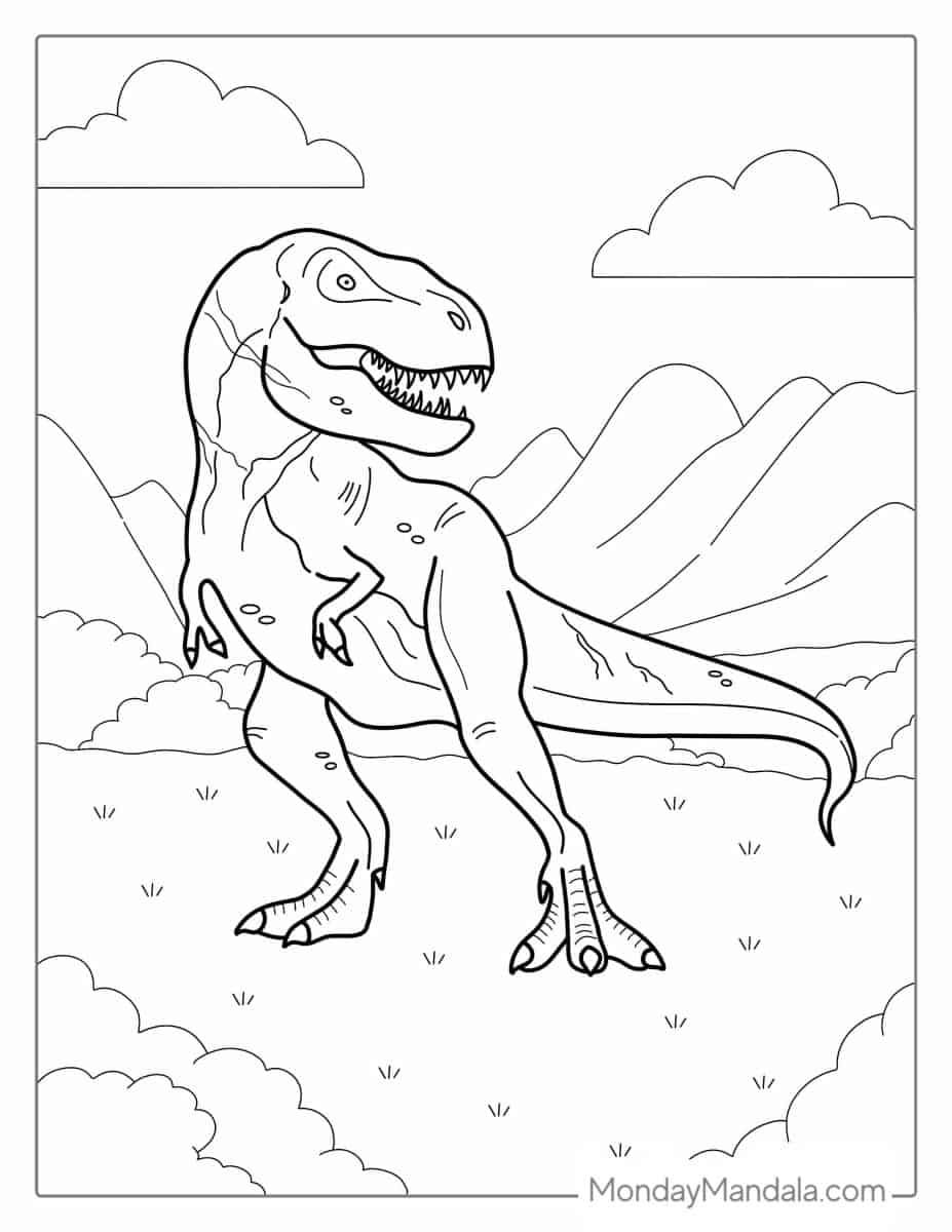 Çocuklar İçin T-rex Boyama Sayfaları 