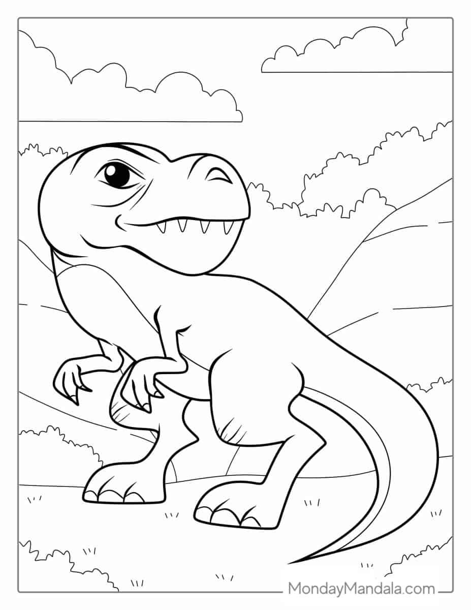 Çocuklar İçin T-rex Boyama Sayfaları 