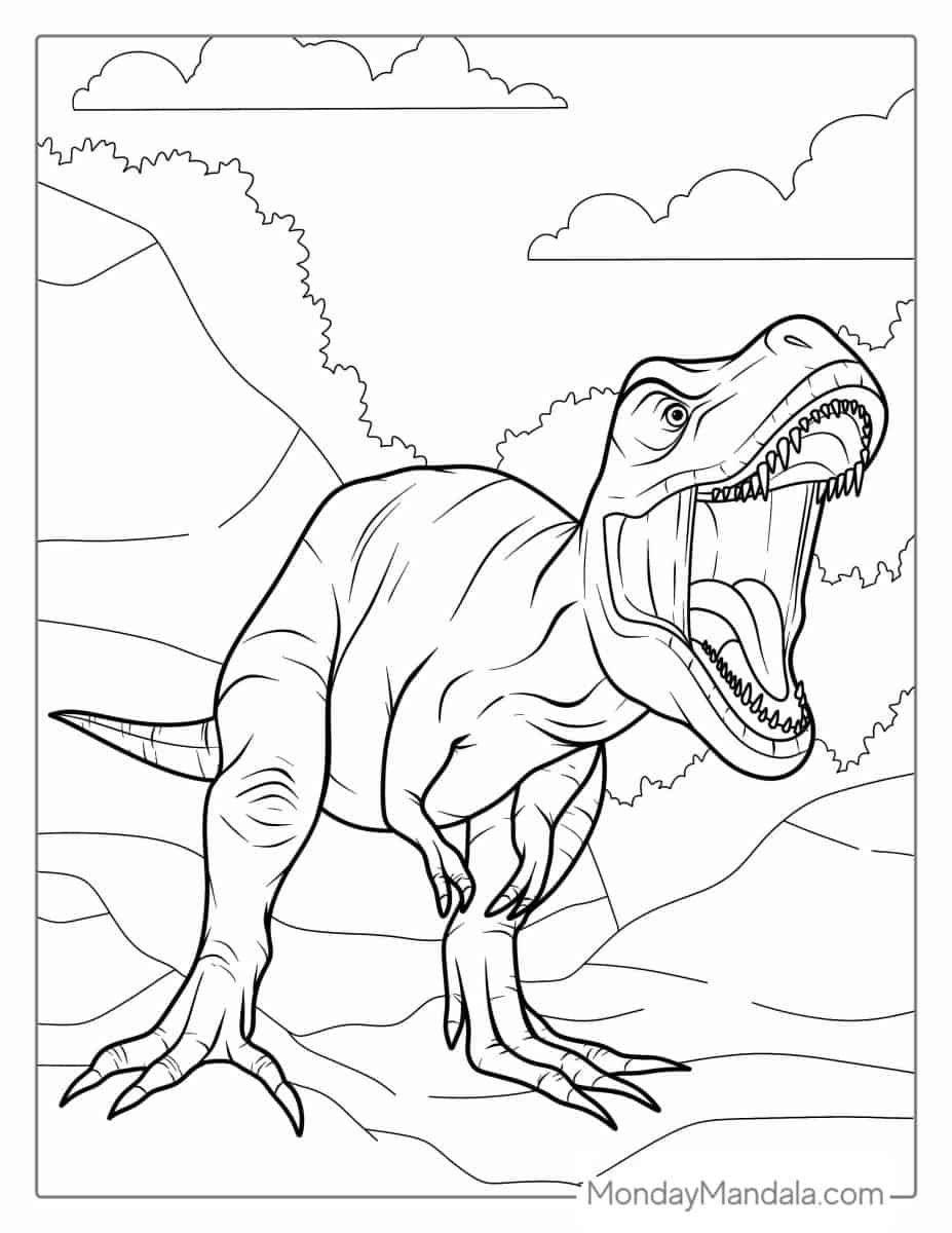 Çocuklar İçin T-rex Boyama Sayfaları 