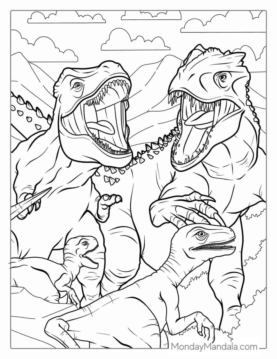 Çocuklar İçin T-rex Boyama Sayfaları 